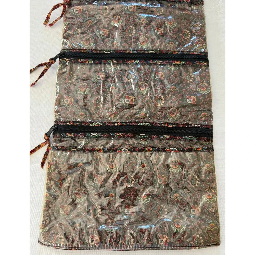 Vera Bradley Vintage Quilted Paisley Hanging Travel Organizer Collette Black
